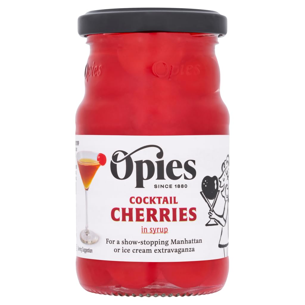 Opies Maraschino Cocktail Cherries - 225g Jar | Vegan & Vegetarian Friendly 1
