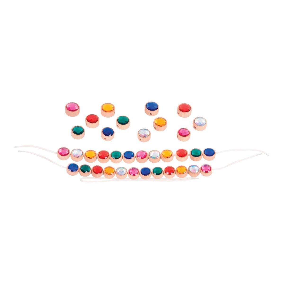 tickit Wooden Lacing Jewels - Brightly Coloured Faceted Gems for Threading & Sensory Play 2