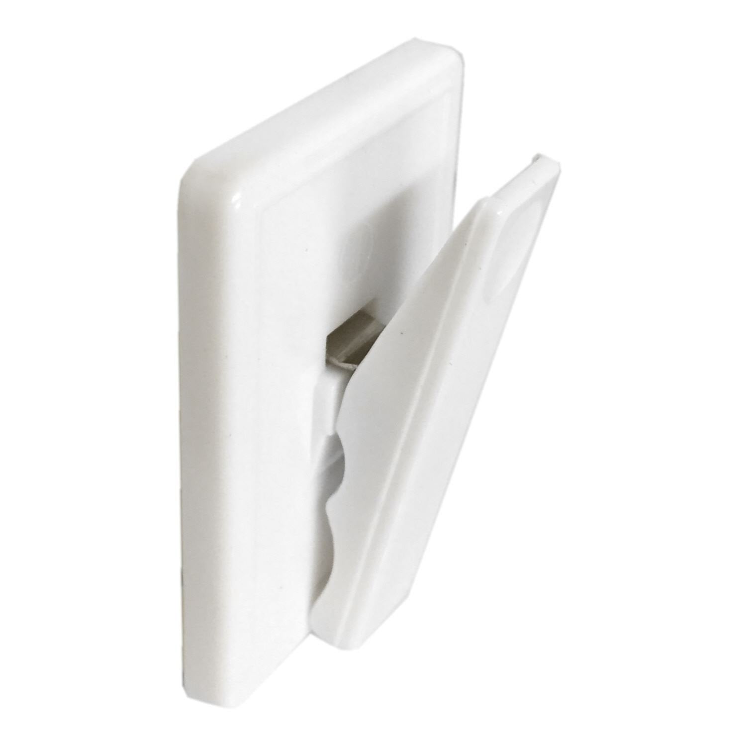 Merriway BH03999 White Plastic Self Adhesive Sprung Bill Clip - Pack of 3 | 10x5x12mm