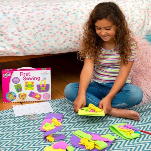 Galt First Sewing Kids Craft Kit - Foam Sewing Set with Pencil Case, Purse & Frame