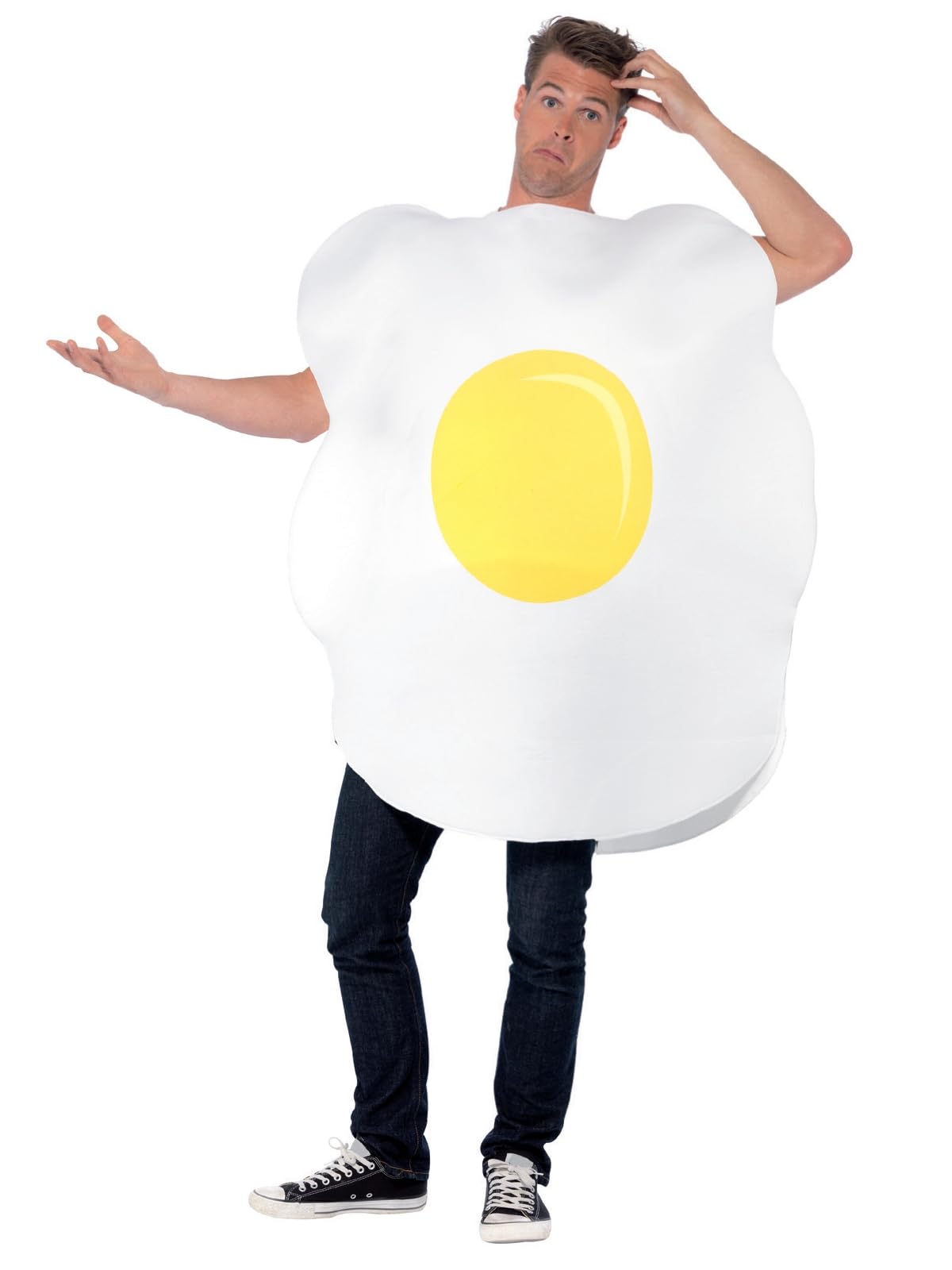 Smiffys Egg Costume - Adult Unisex Funny Fancy Dress with Printed Tabard 1