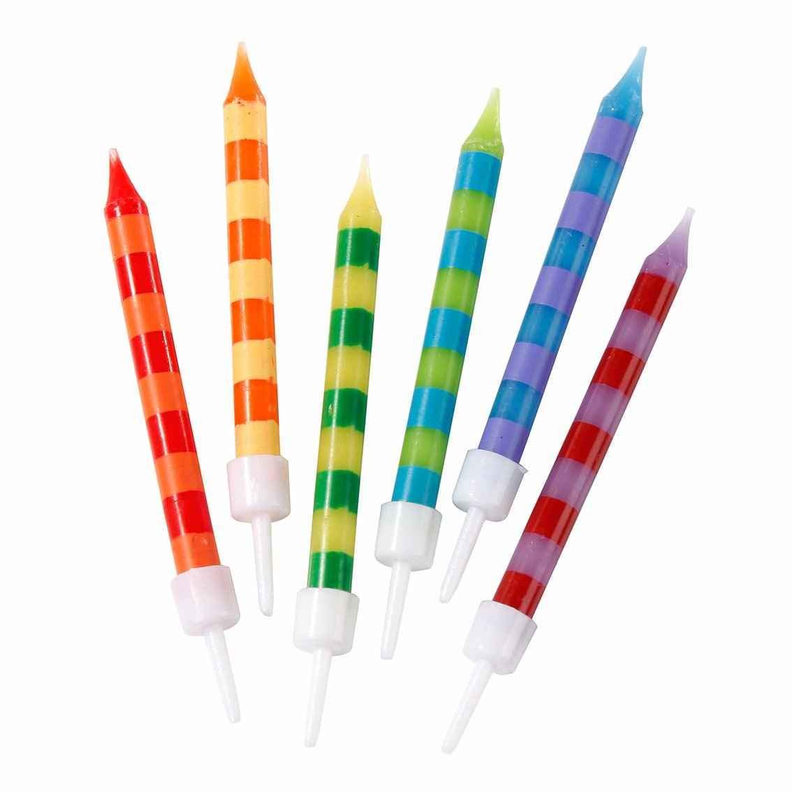Talking Tables Rainbow Birthday Cake Candles with Holders - Party Decorations for Kids Birthday, 24 Pack 1