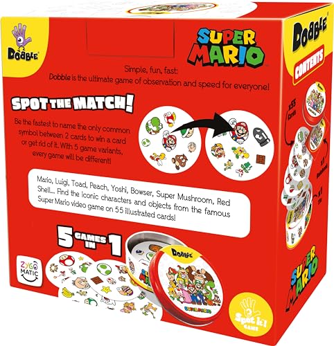Asmodee Dobble Super Mario - Family Card Game for 2-8 Players, Ages 6+, 15-Minute Play