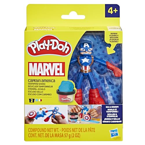 Play-Doh Marvel Captain America Stamping Shield Action Figure Playset | Ages 4+ 3