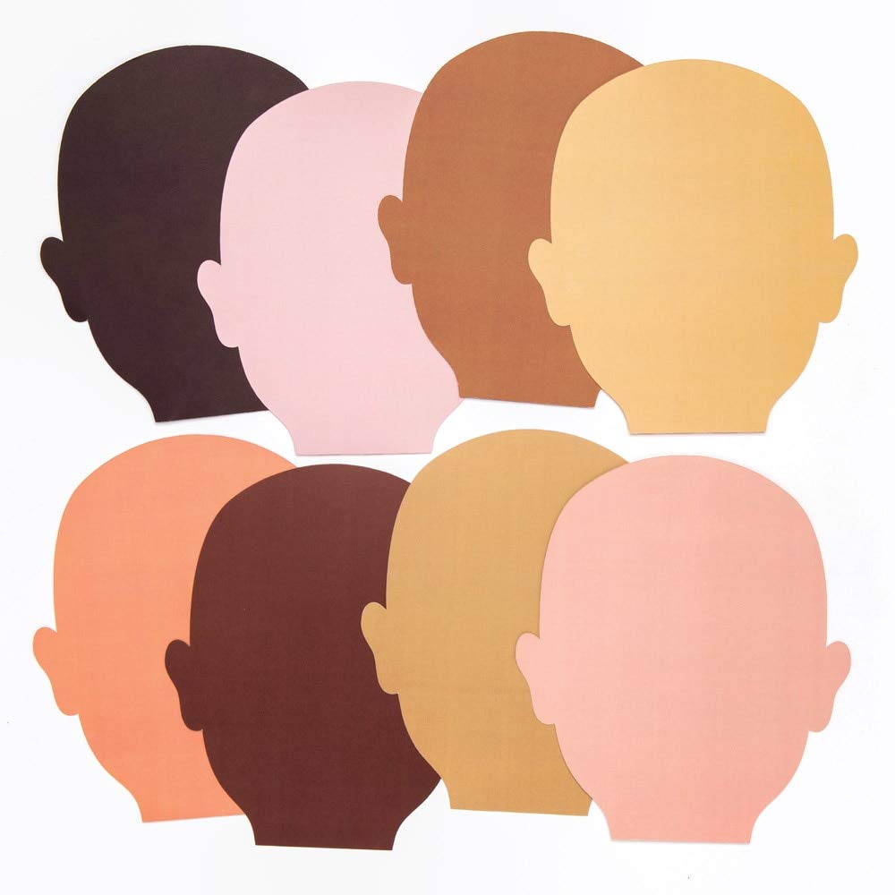 Baker Ross Skin Tone Face Cut-Outs - 56-Piece Craft Pack with 8 Assorted Skin Tones 1