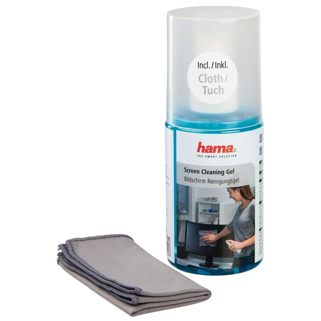 Hama LCD/TFT Screen Cleaning Gel - 200 ml | Anti-Static | Includes Washable Microfibre Cloth 1