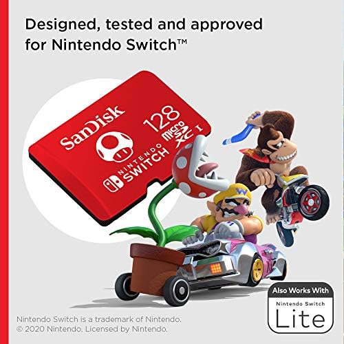 SanDisk microSDXC UHS-I Card 128GB for Nintendo Switch | Red | 100MB/s Read Speed 3