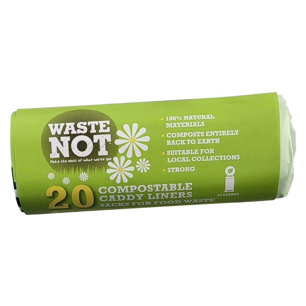 Waste Not Compostable Caddy Liners - 10L Capacity, Pack of 20, Biodegradable 1
