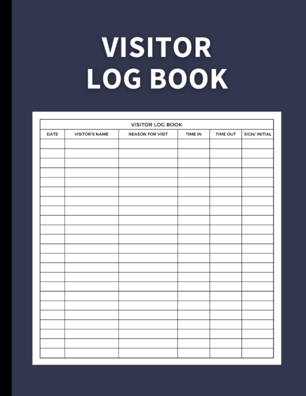 Eden Logsbrook Visitor Log Book - Guest Sign In/Out Register | 102 Pages | 8.5 x 11 Inches