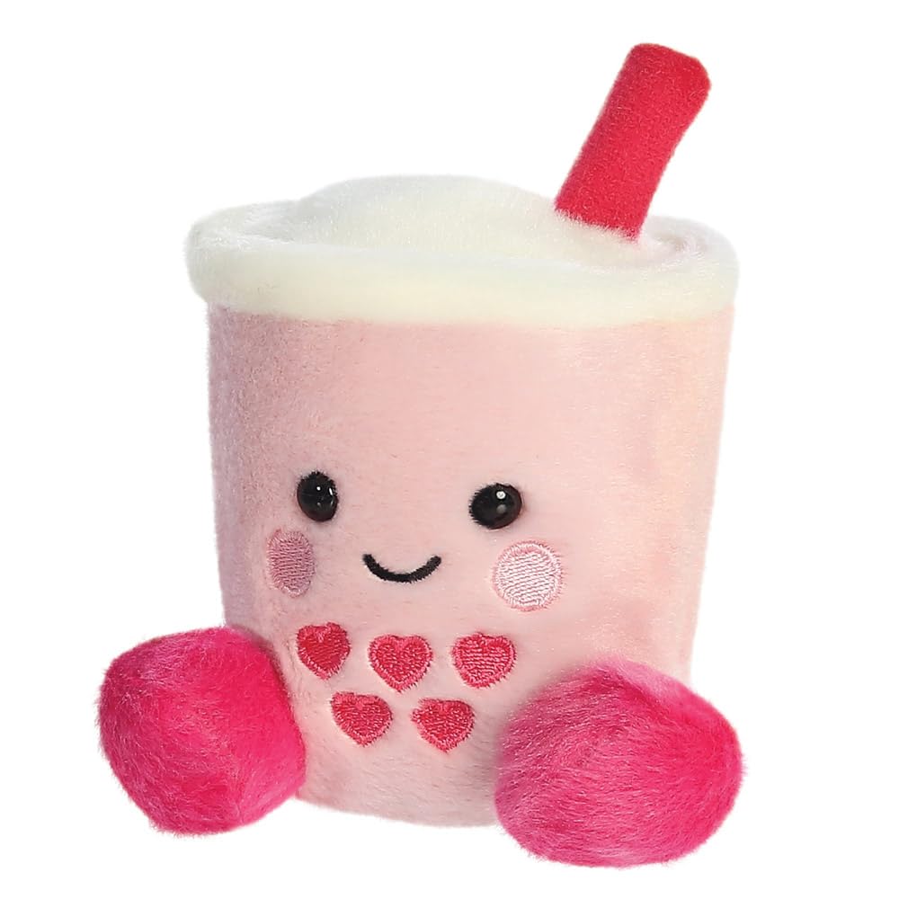 AURORA Palm Pals Tangy Heart Boba Soft Toy - 5 Inch Pink Plush | Suitable from Birth 2