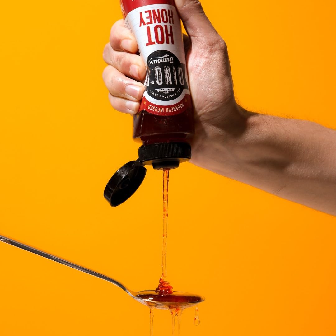 Dino's Famous Hot Honey Habanero Infused Sauce - Sweet & Spicy Drizzle, 350g