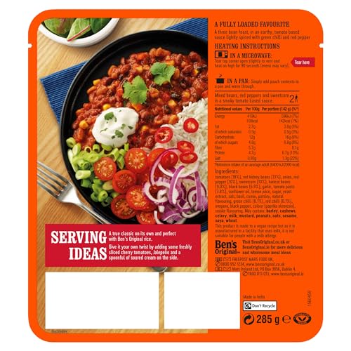 Ben's Original Plant Powered Chilli non Carne Pouch 285g 4