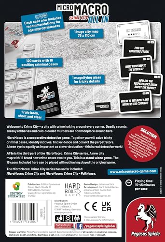 Pegasus Spiele MicroMacro: Crime City 3 - All In Board Game | Ages 12+ | 1-4 Players 4