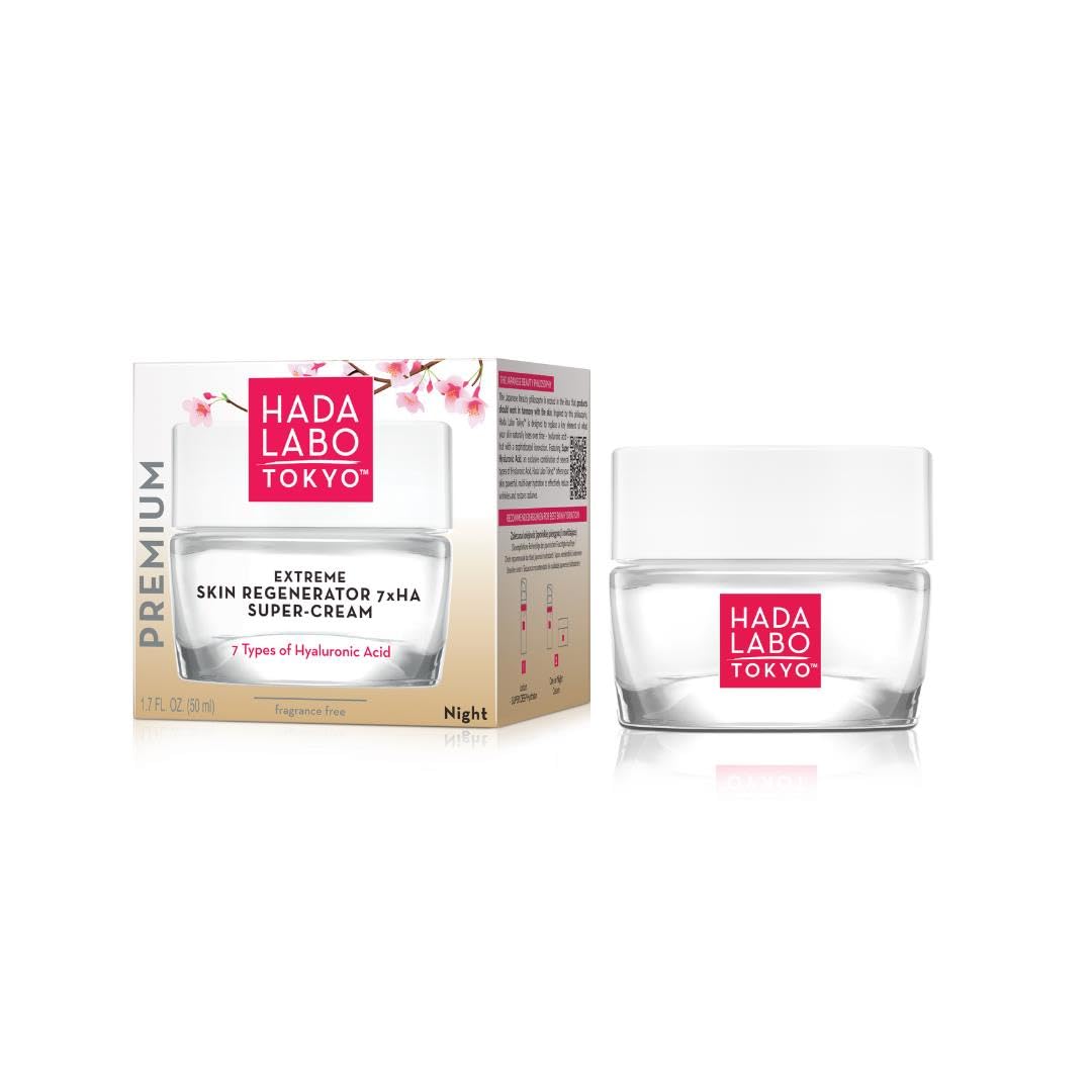 Hada Labo Tokyo Skin Regenerator Super Cream - Intensive Overnight Care | 7 Types Hyaluronic Acid | 50 ml