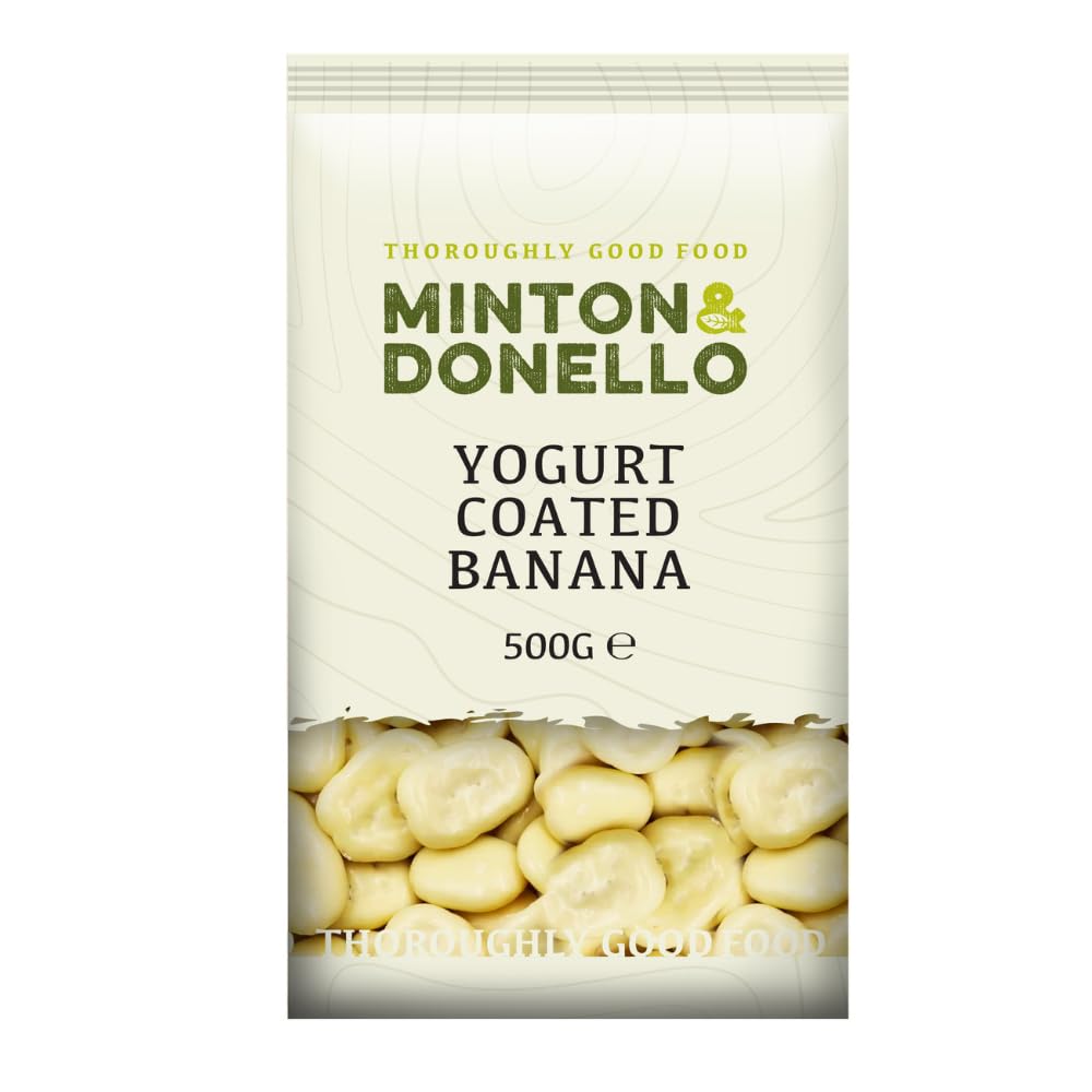 Minton & Donello Yoghurt Coated Banana Chips - 500g High Fibre Dried Fruit Snack 1