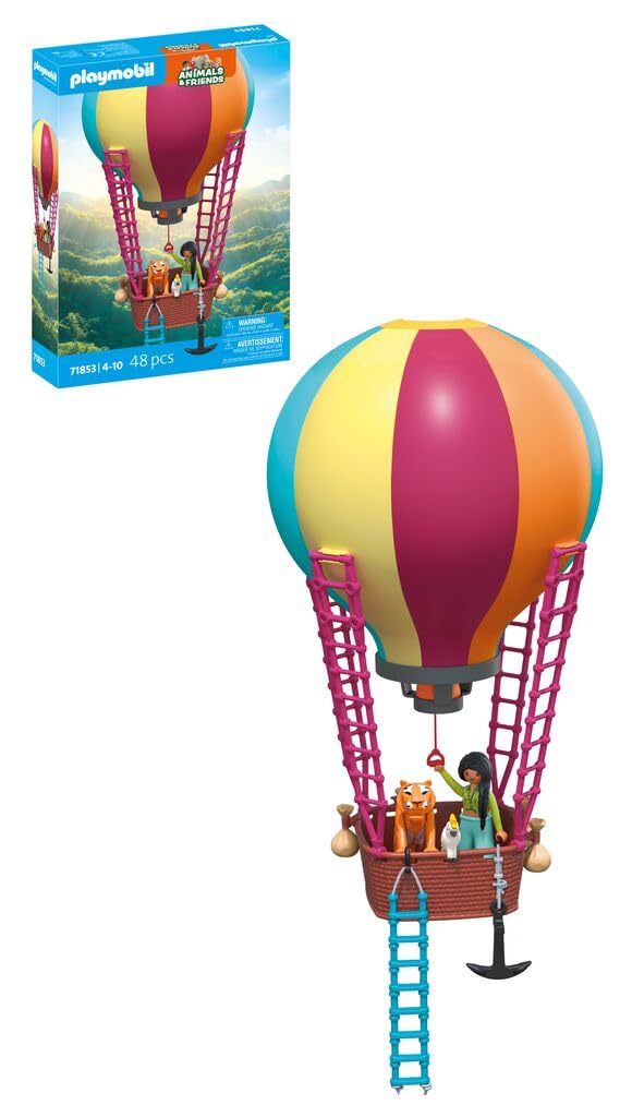 Playmobil Balloon Journey Playset - Flying Adventure with Tiger & Cockatoo, Ages 4-10