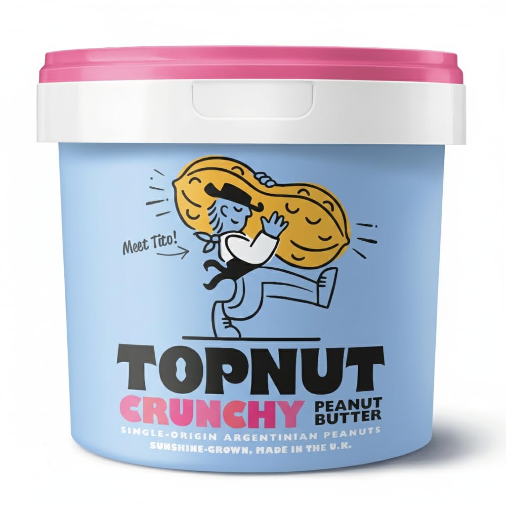 TOPNUT Crunchy Peanut Butter - 1kg Tub | Single-Origin Argentinian Peanuts | High Protein 1