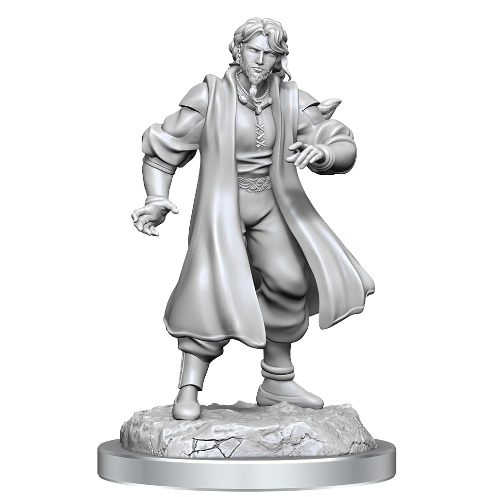 WizKids Critical Role Unpainted Miniatures - Male Human Sorcerer Merchant & Tiger Demon | 2 Units 1