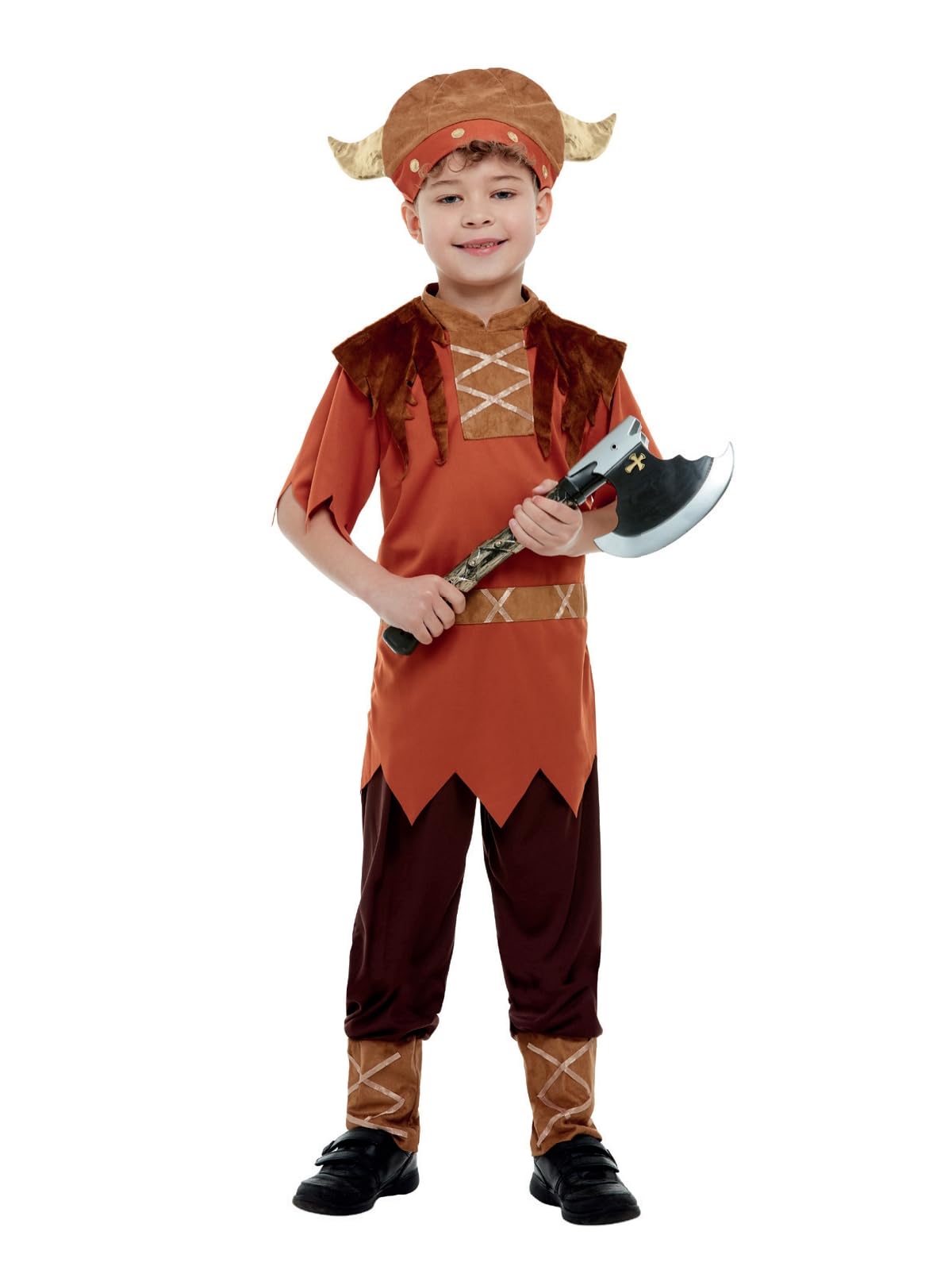 Smiffys Viking Costume - Brown Top, Trousers & Hat for Boys Ages 12-14 1
