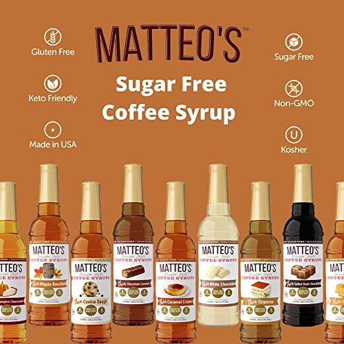 Matteo's Sugar Free Coffee Flavoring Syrup - Salted Caramel | 0 Calorie, Keto Friendly | 750 ml 10