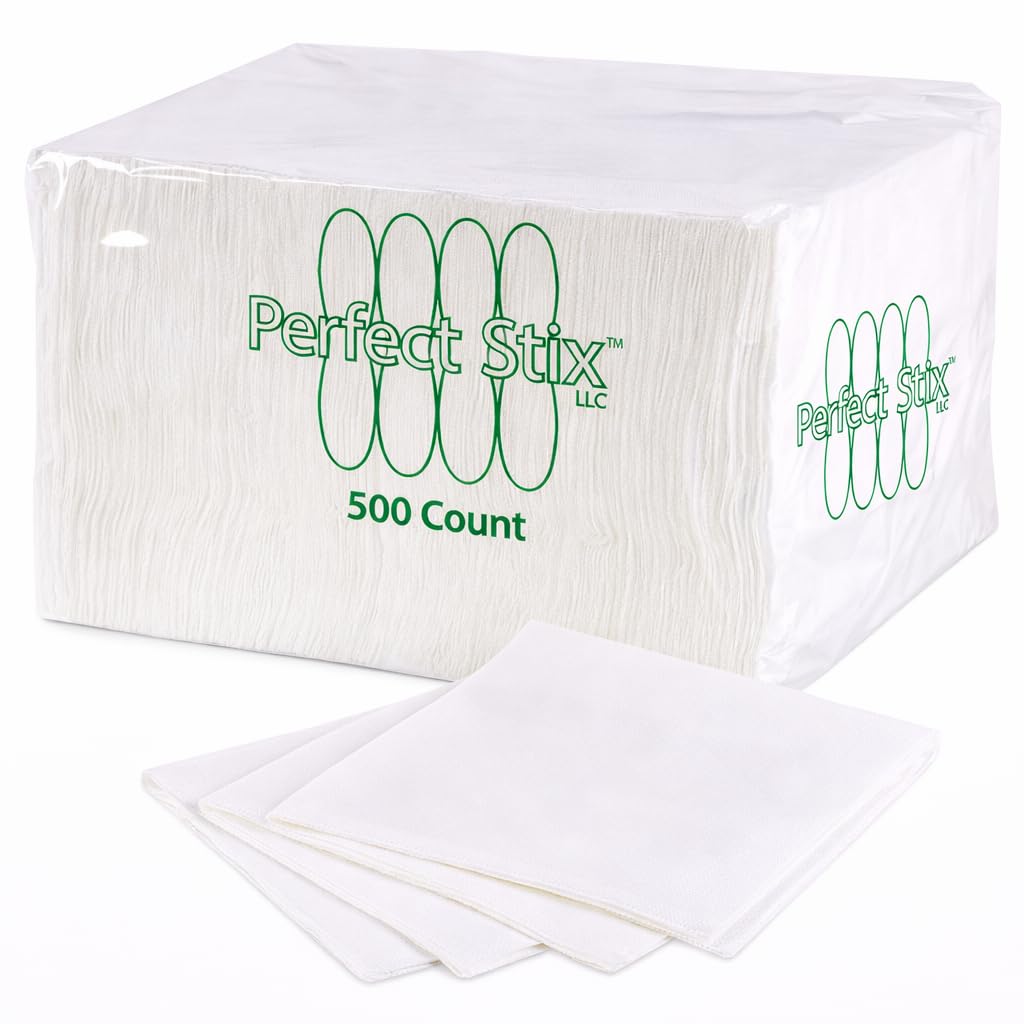Perfect Stix Lunch Napkins - 500 White 1-Ply Paper Napkins, 12 x 12 in