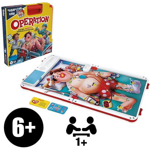 Hasbro Gaming Operation Electronic Board Game with All-in-One Carrying Case