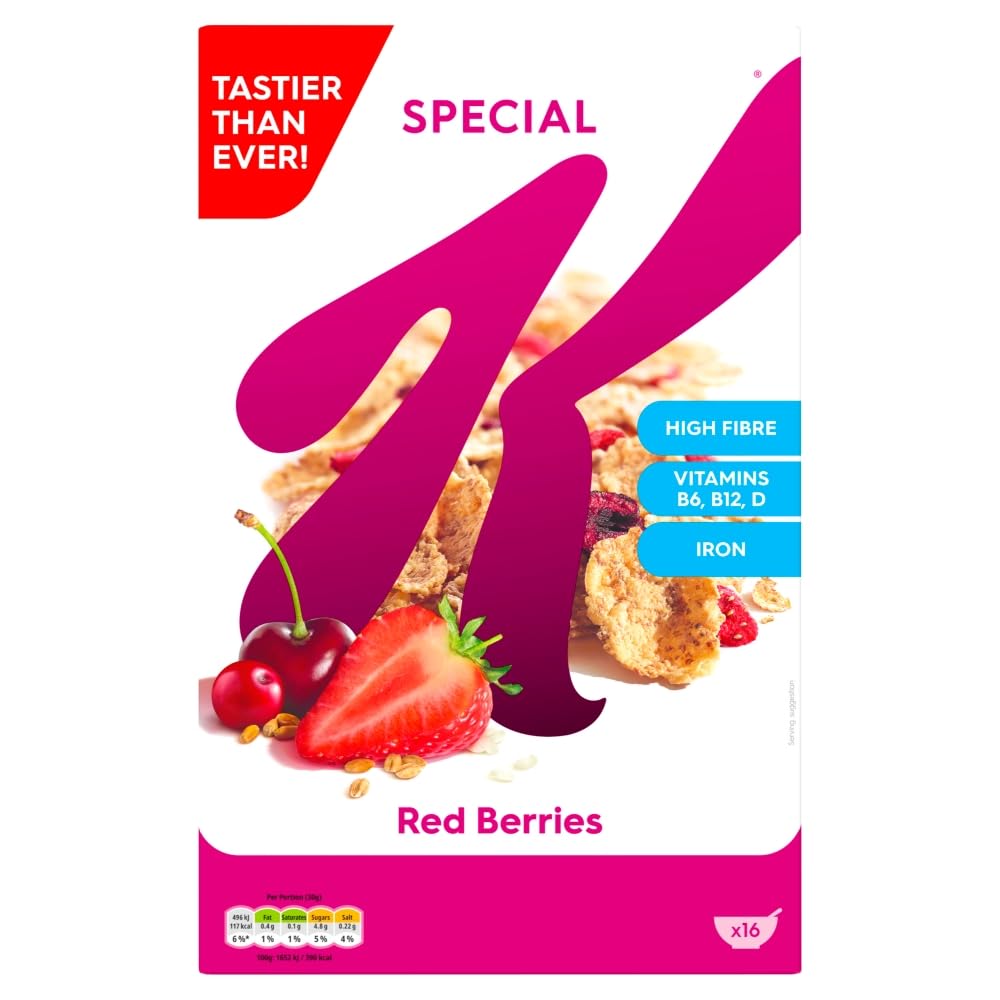 Special K Red Berries Breakfast Cereal - Multigrain Flakes with Strawberries & Cherries | 500g