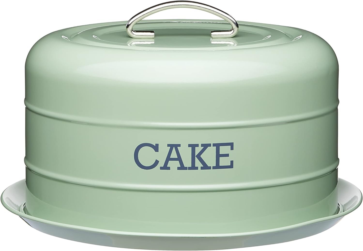 KitchenCraft Living Nostalgia Cake Storage Tin - Airtight Cake Dome, 28.5 x 18 cm, English Sage Green 1