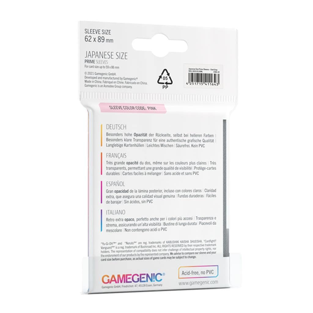 Gamegenic Prime Japanese Sized Sleeves - Dark Gray | 60 Count | 100 Micron Thickness