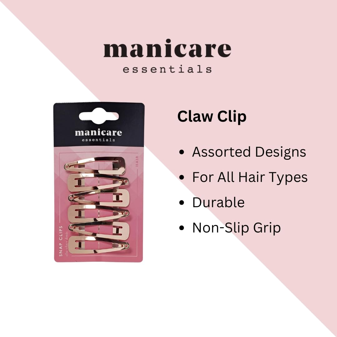 Manicare Gold Snap Clips - Pack of 6 | Non-Slip | Stainless Steel