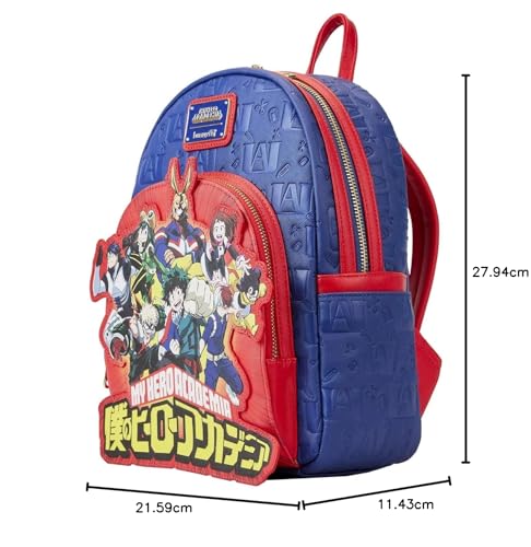 Loungefly My Hero Academia Group Debossed Logo Mini Backpack (Blue)