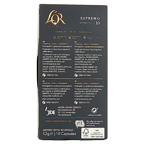 L'OR Espresso Supremo Intensity 10 - Nespresso Compatible Coffee Capsules (Pack of 10, 100 Capsules)