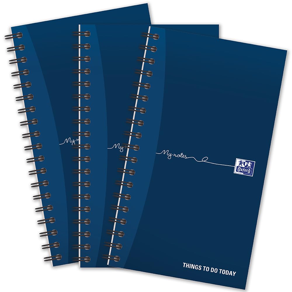 Oxford My Notes To Do List Notebook - Wirebound, 230 Pages, Navy Blue/White | Value Pack of 3