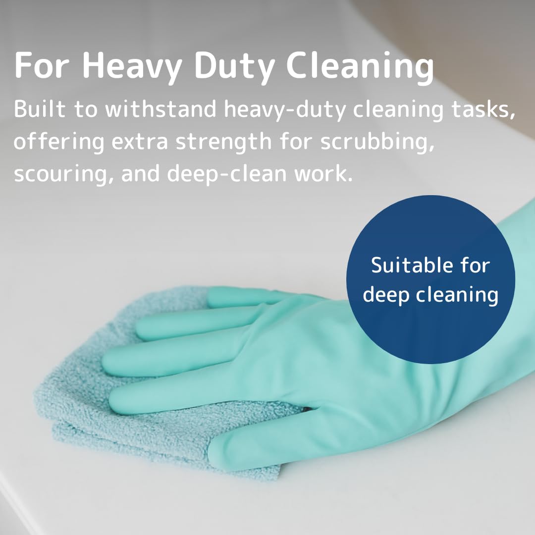 Essentialz Green Heavy Duty Latex Household Gloves - Size L, Reusable, CE CAT III Certified 4
