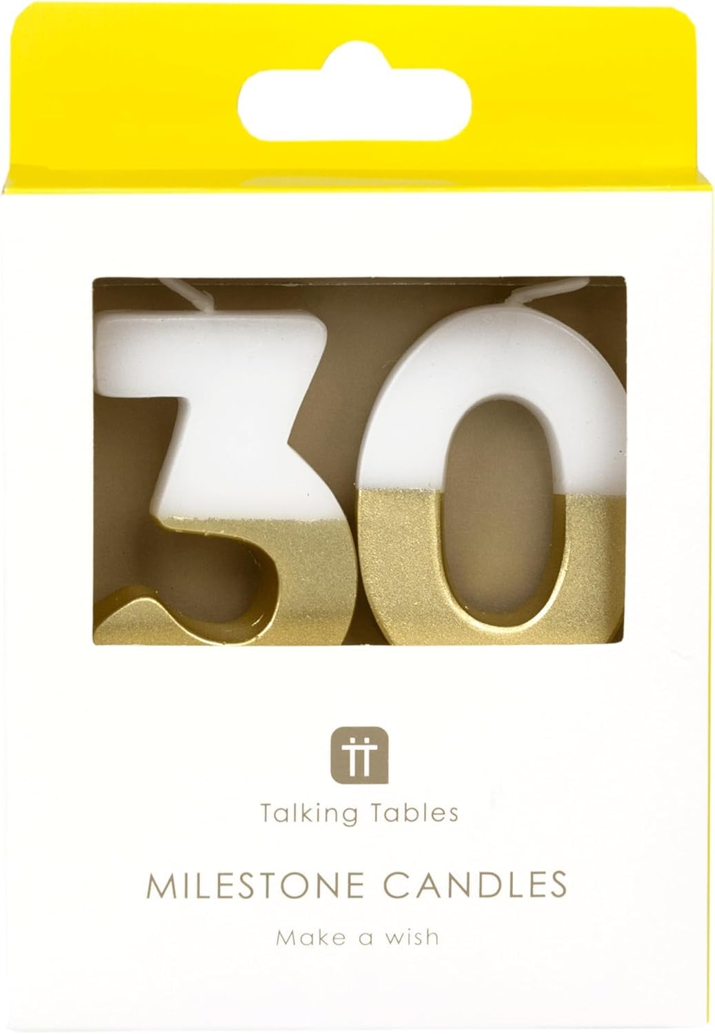 Talking Tables Number 30 Birthday Candles - White & Gold Dip, 5.5cm Height 4