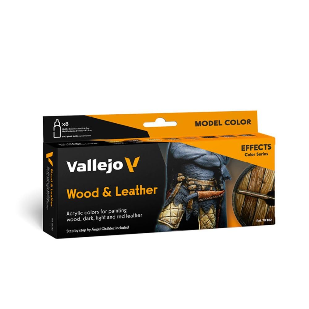 Vallejo Model Color Acrylic Paint Set - Wood and Leather | 8 Shades | 18ml Bottles 1