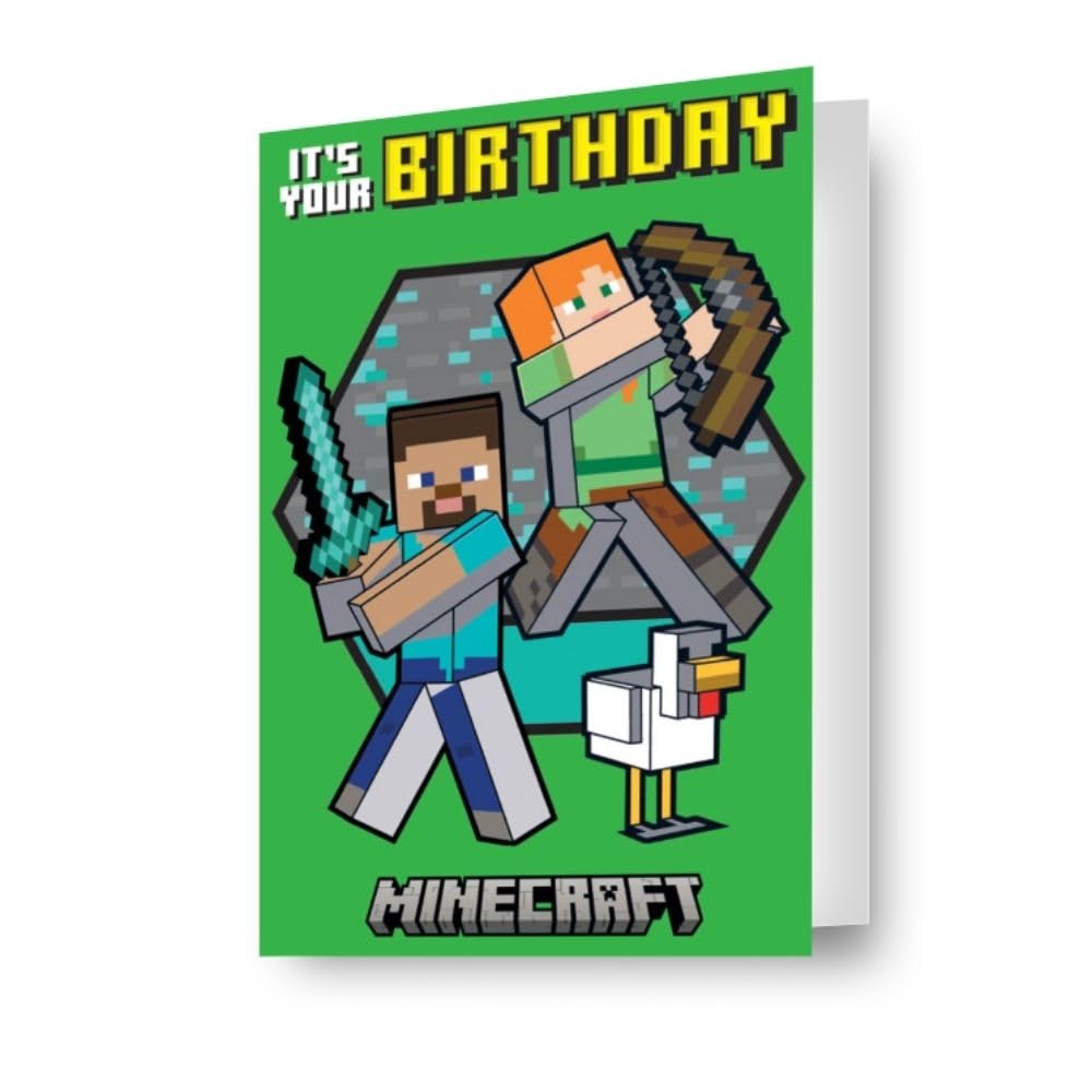 Danilo Promotions LTD Minecraft Birthday Card - 3D Lenticular Effect | A5 Size | Multi Color