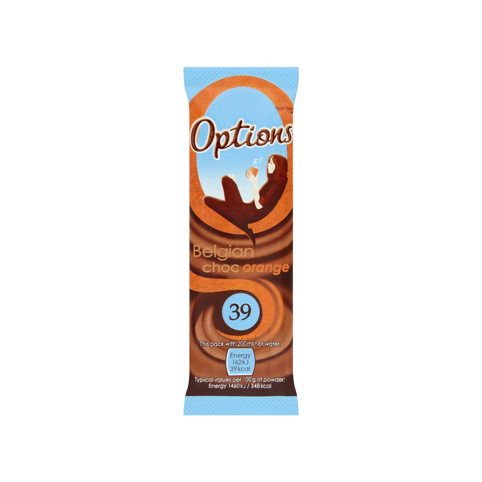 Options Belgian Chocolate Orange Hot Chocolate Sachets - Low Calorie, Pack of 30 1
