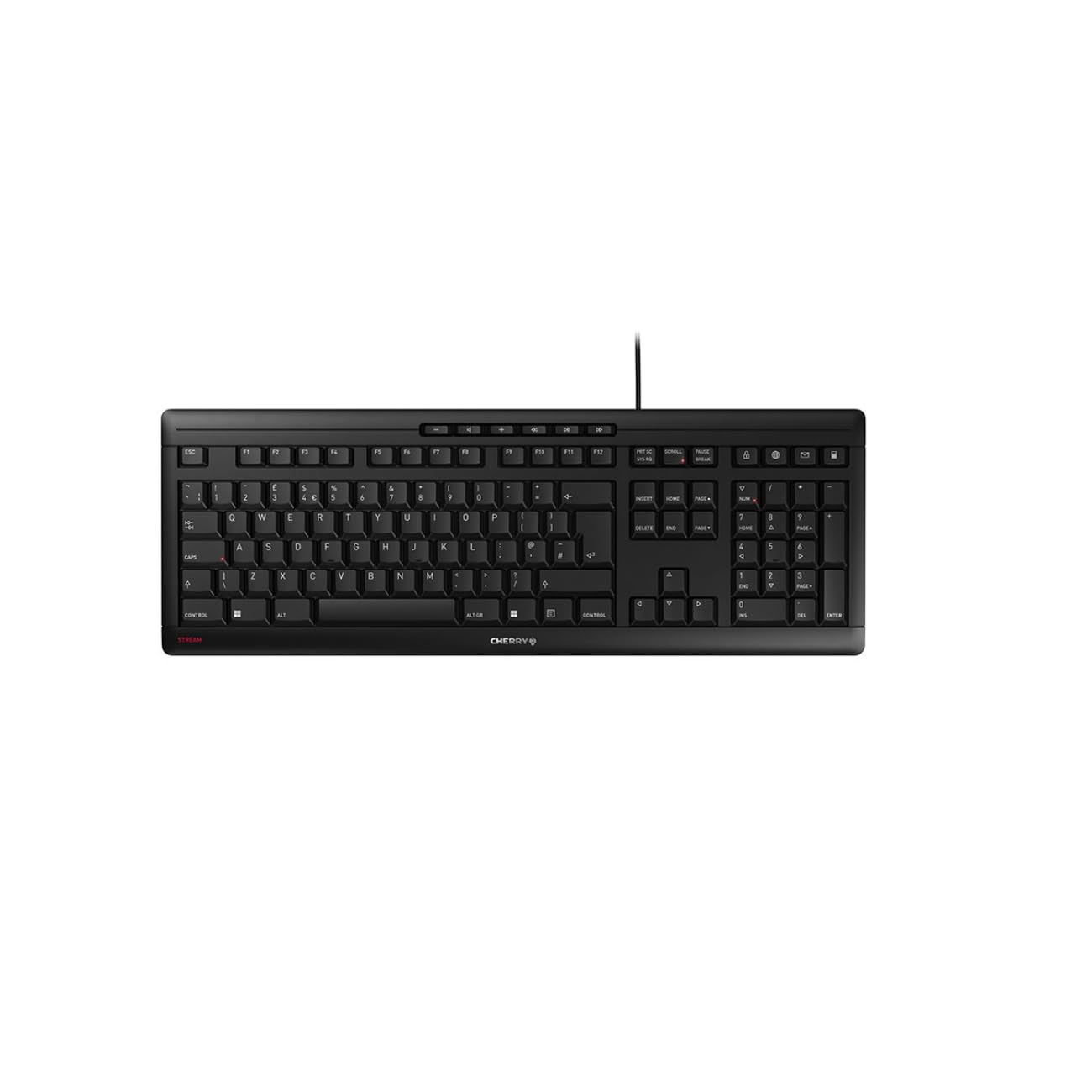 CHERRY STREAM KEYBOARD - Wired, Whisper-Quiet Keystroke | UK QWERTY Layout | Black 4