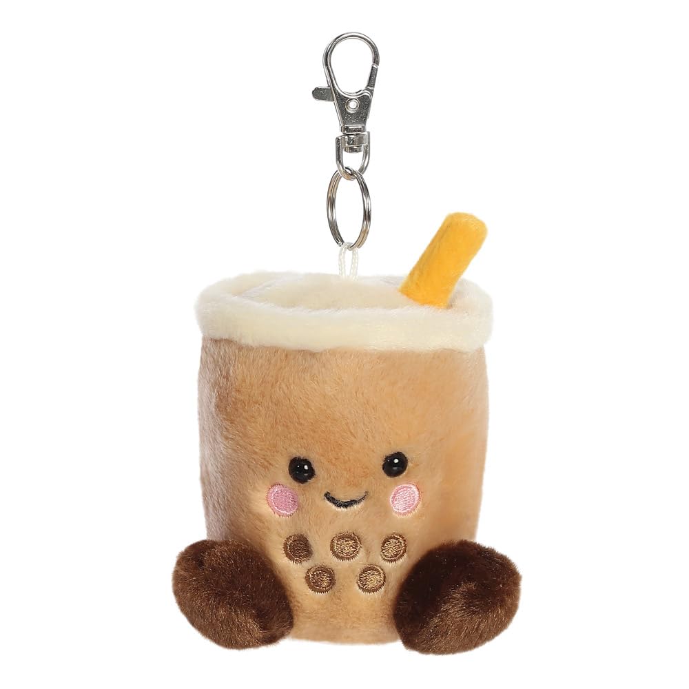 AURORA Palm Pals Milky Tea Boba Clip-On Soft Toy - 10cm, Brown, Eco-Friendly Fill