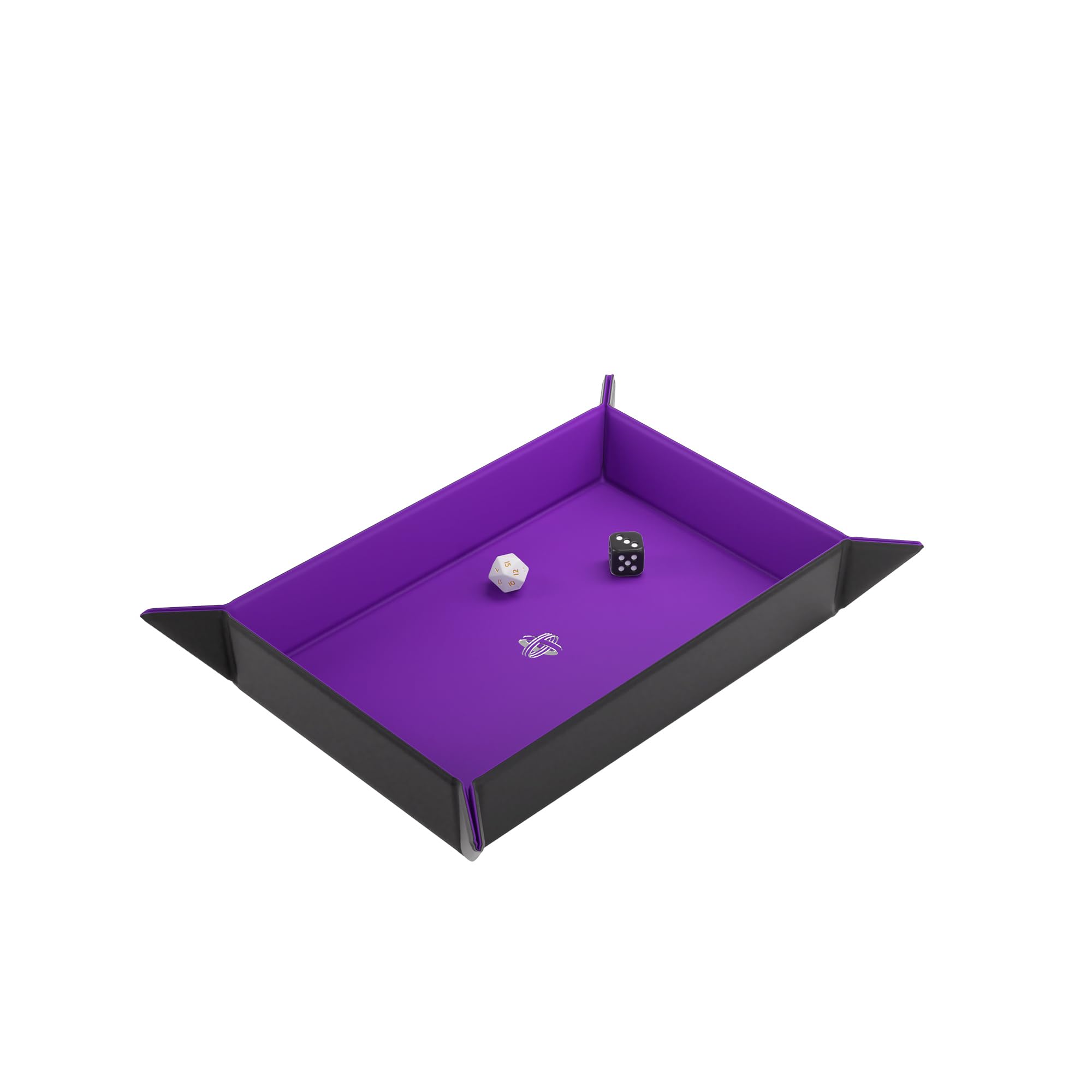 Gamegenic Magnetic Dice Tray - Compact Reversible Rectangular Dice Tray for Board Games, Black/Purple