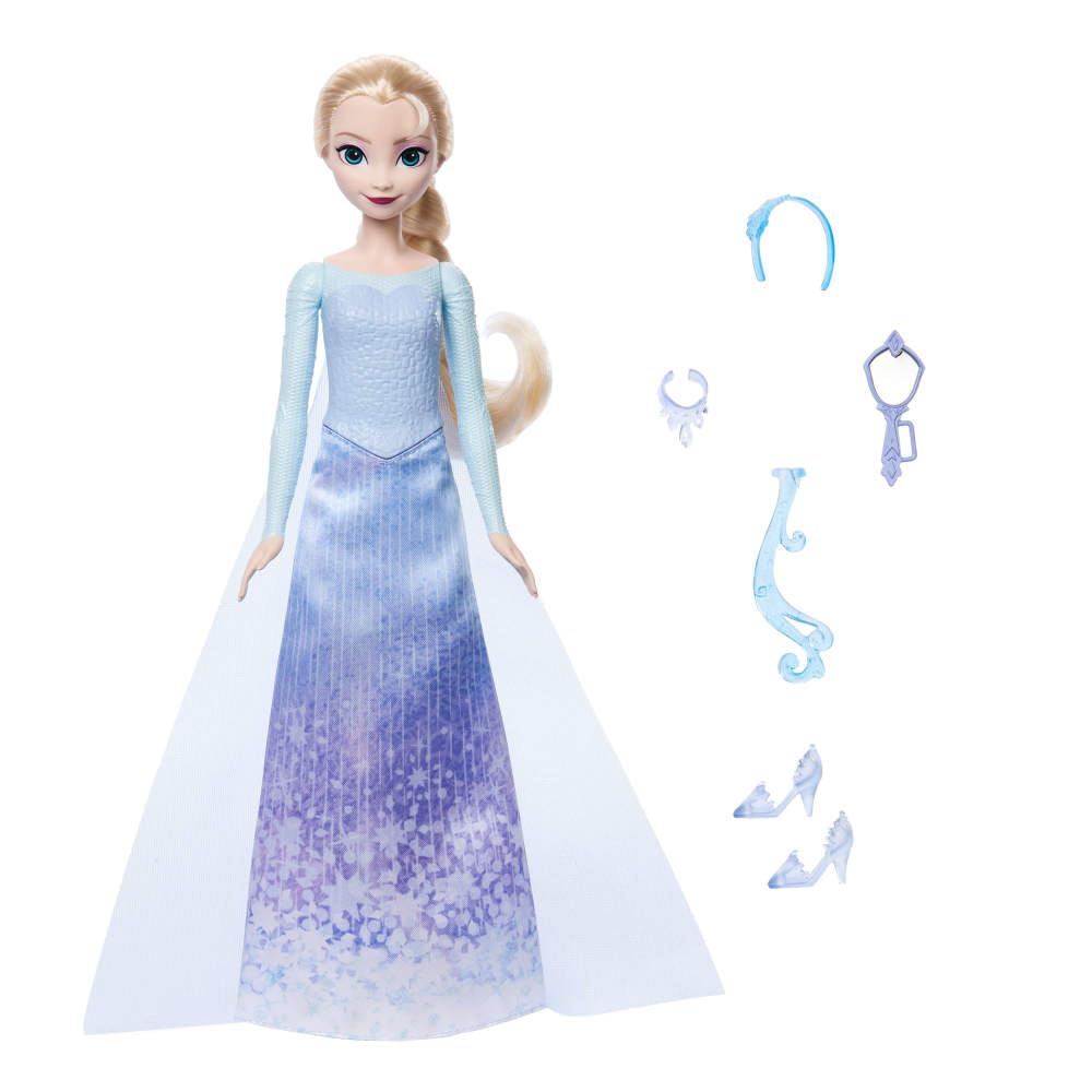 Mattel Disney Frozen Elsa Spin & Reveal Doll Playset - 11 Surprises with Fashion Accessories 2