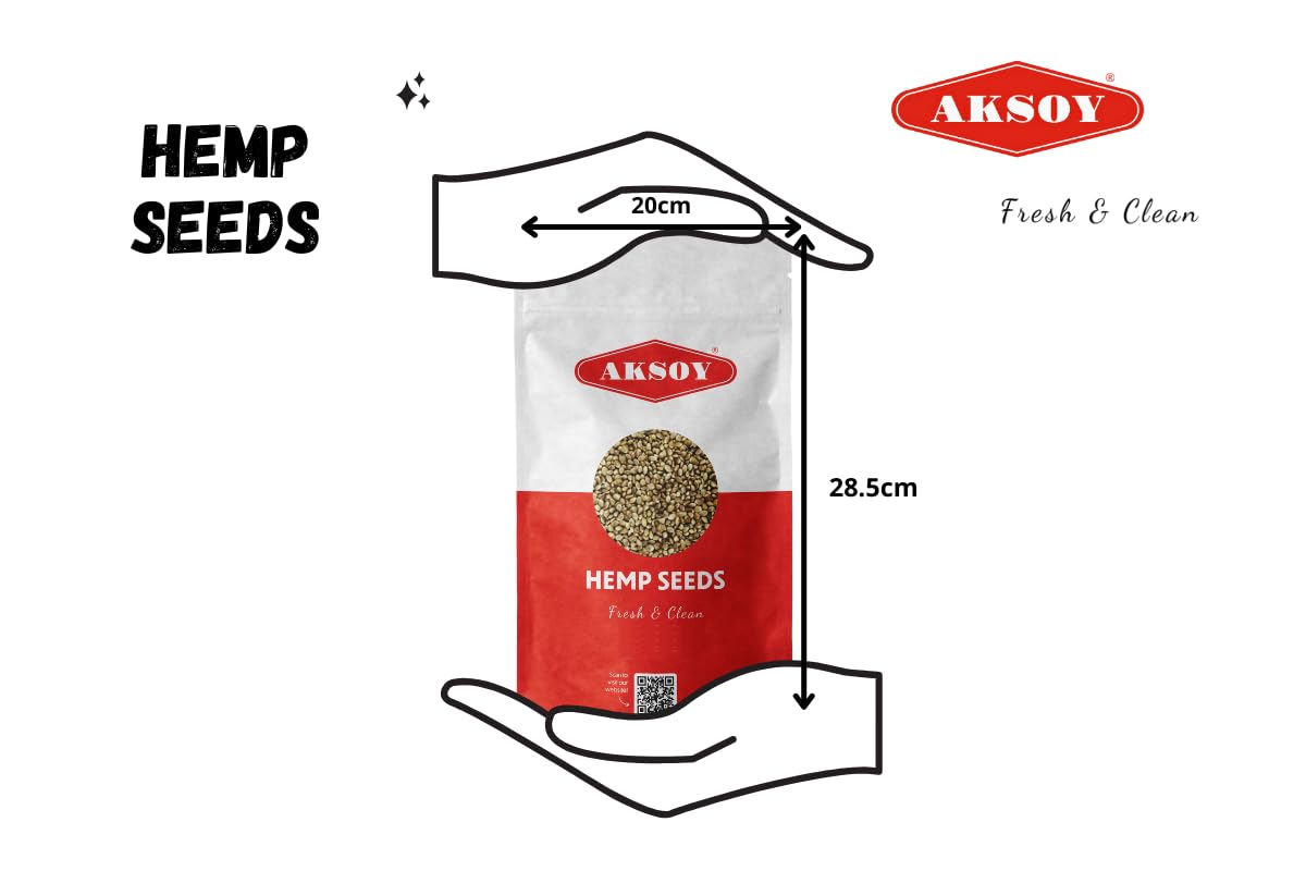 AKSOY Whole Hemp Seeds - Complete Protein Source | 625g | Rich in Omegas 3 & 6 5