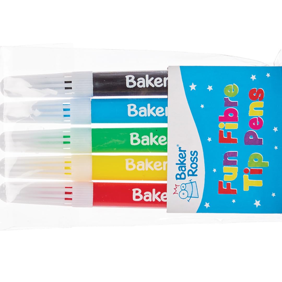 Baker Ross FX391 Mini Fibre Tip Pens - Pack of 8 with 5 Assorted Colours 2
