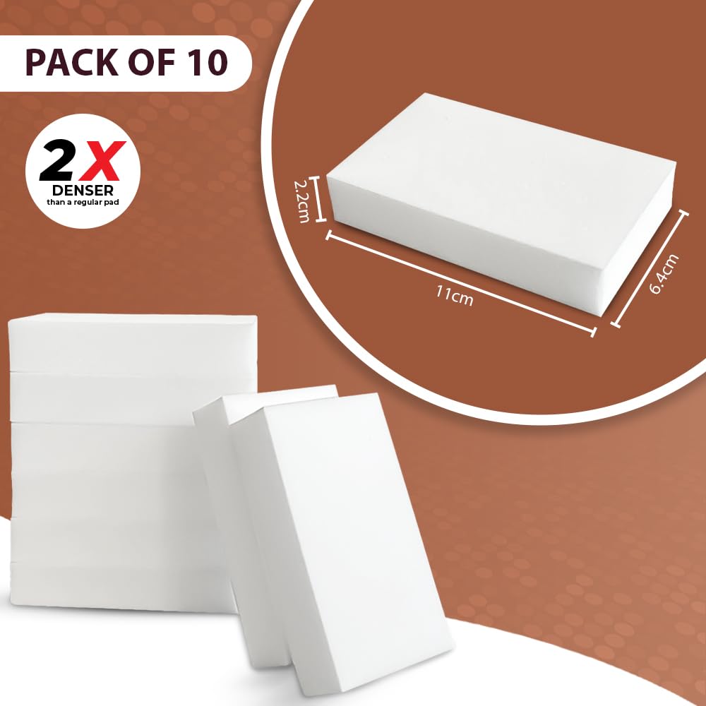 FABRIO Melamine Cleaning Eraser Sponges - Pack of 10 with 2 Denser for Heavy-Duty Cleaning