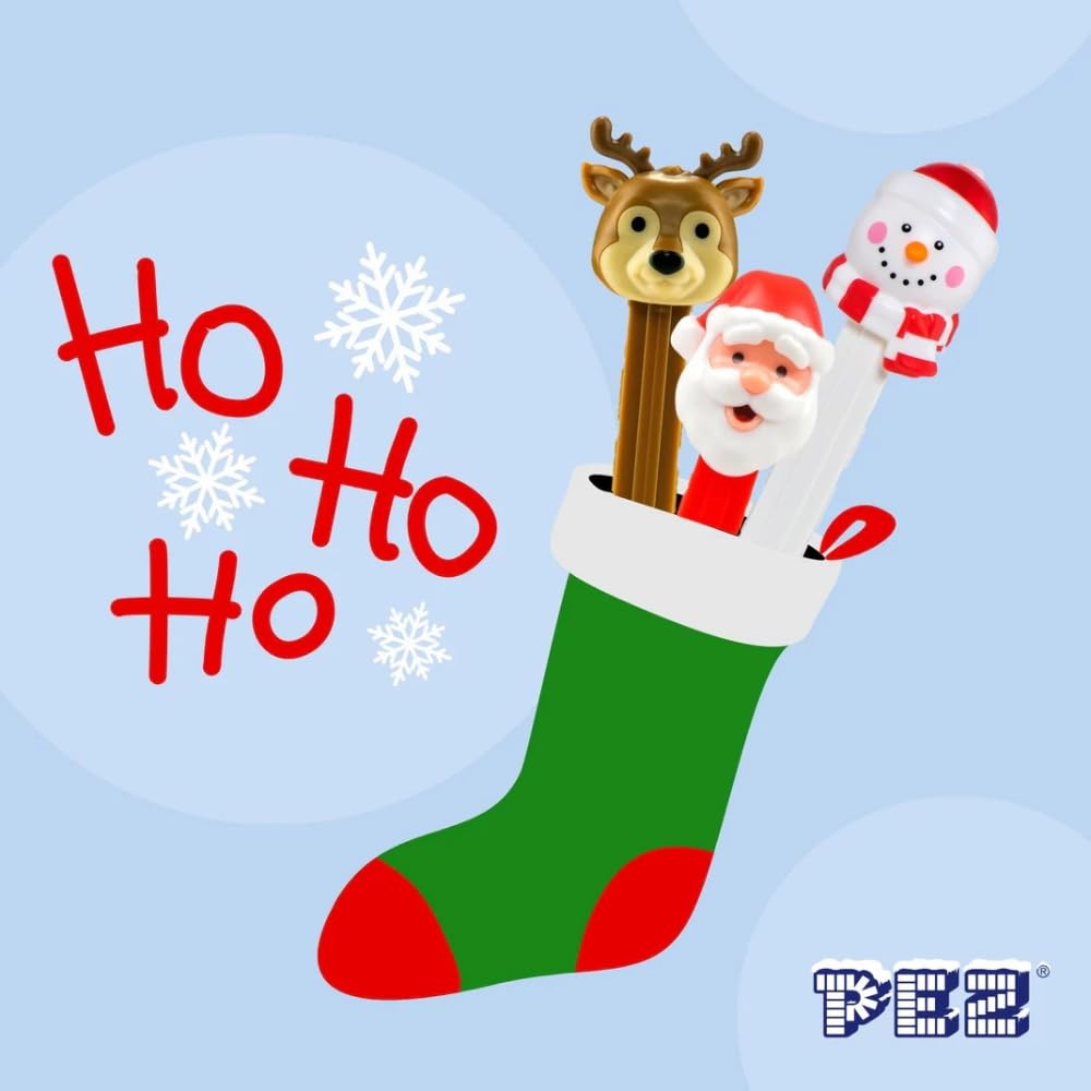 PEZ Christmas Themed Sweet Dispenser Multipack - Santa, Reindeer, Polar Bear, Snowman with Strawberry & Lemon Candy Refills