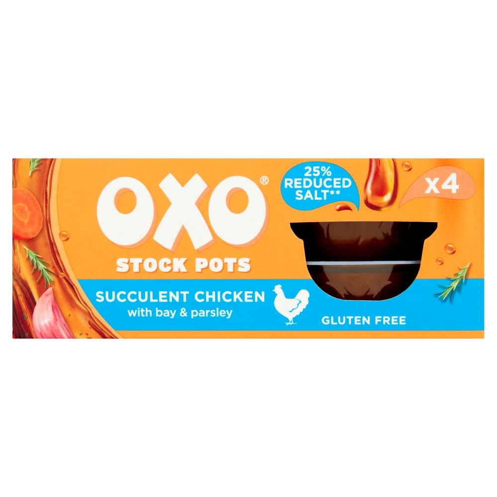 OXO Reduced Salt Chicken Stock Pots - Savoury Flavour, 4 x 20g Pots (80g Total) 1