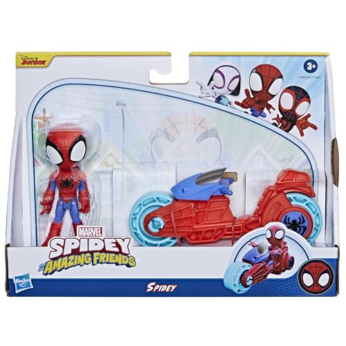 Spidey and His Amazing Friends Marvel Action Figure with Toy Motorcycle - Ages 3+ 5
