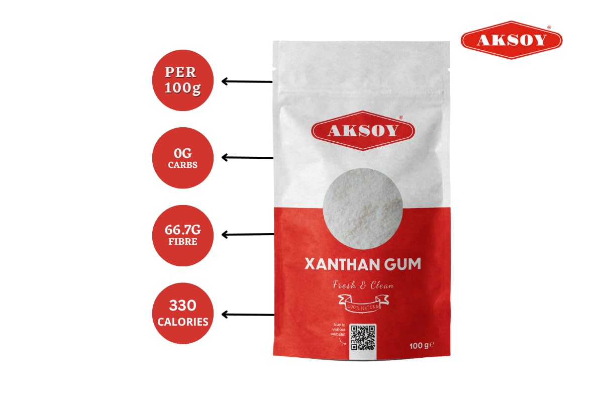 AKSOY Xanthan Gum Powder Thickener & Stabiliser | 100g | Gluten-Free & Vegan 4