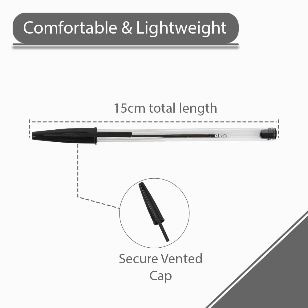 ANSIO Black Ballpoint Pens - Medium 1.0mm Tip, Smooth Writing, Pack of 20 7